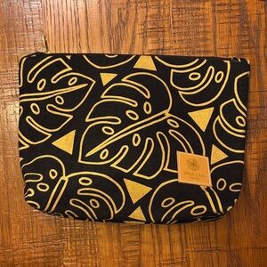 JANA LAM black gold monstera zipper pouch